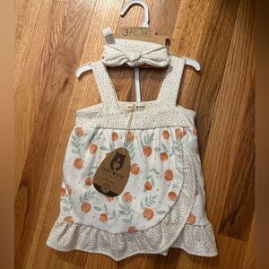 NWT Baby Girl Dress Set with Orange Accents